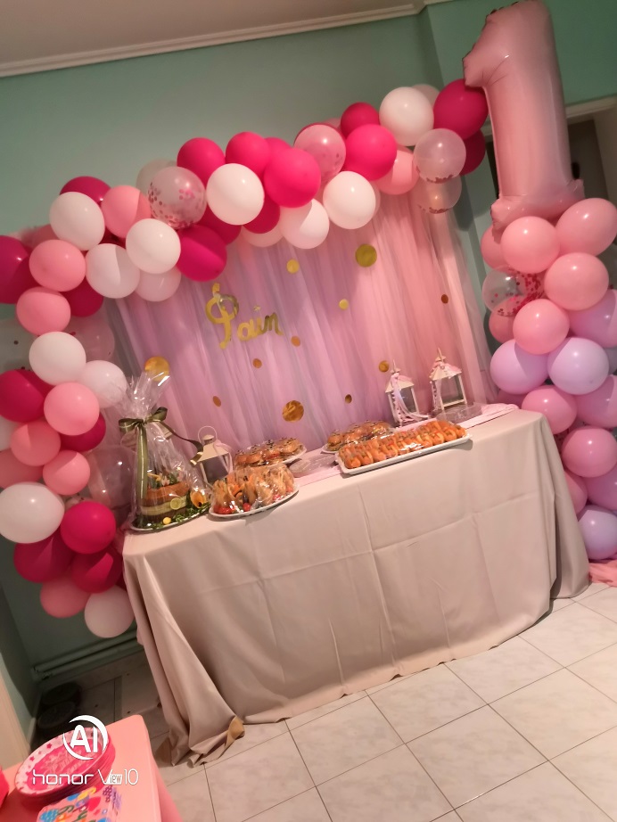 Διακόσμηση CANDY BAR με μπαλόνια : GIRLY PINK